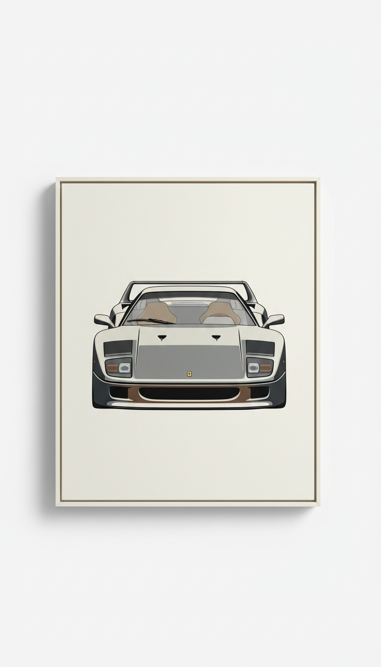 Monochrome Ferrari Paper Poster